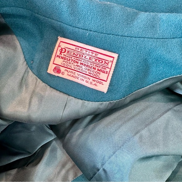 Vintage Pendleton blazer teal wool made in USA cropped 12 petite - Picture 5 of 7